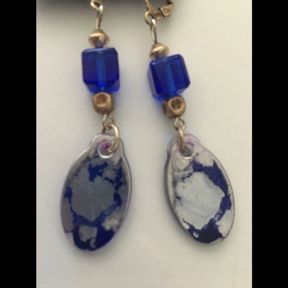 Jewelry - Blue and silver earrings OOAK‎